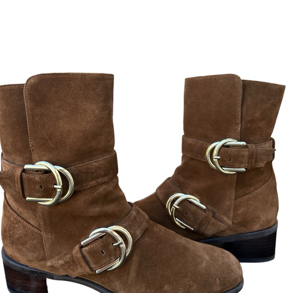 Stuart Weitzman Britain Reserve Suede Bootie - Brown - Moto Biker - 6 M - Picture 6 of 11